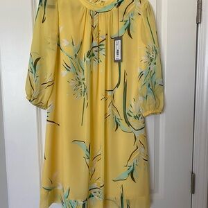 Yellow Floral Dress with Green Accents